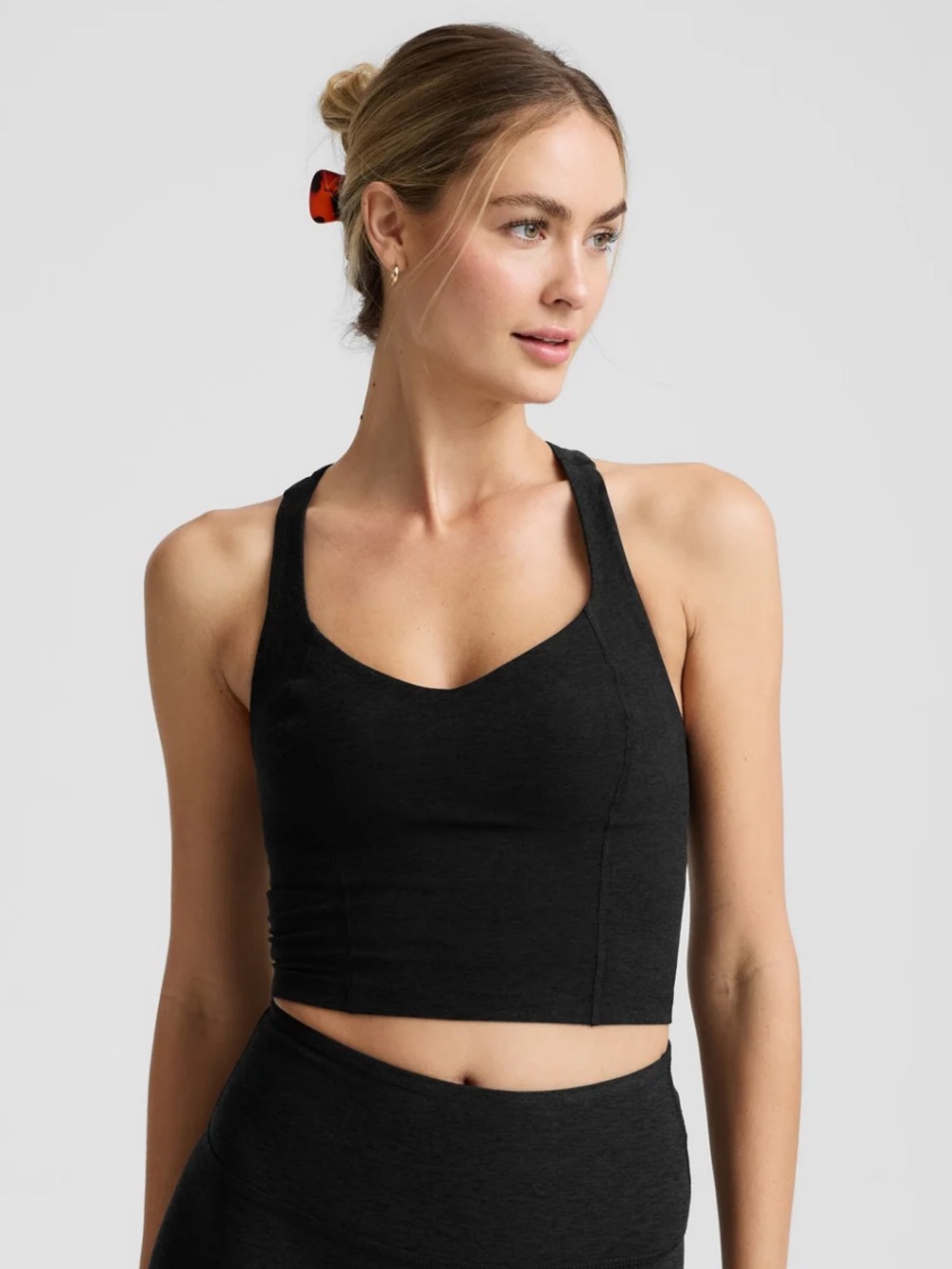 BEYOND YOGA Power Beyond Intensity Racerback Cropped Tank Top in Black